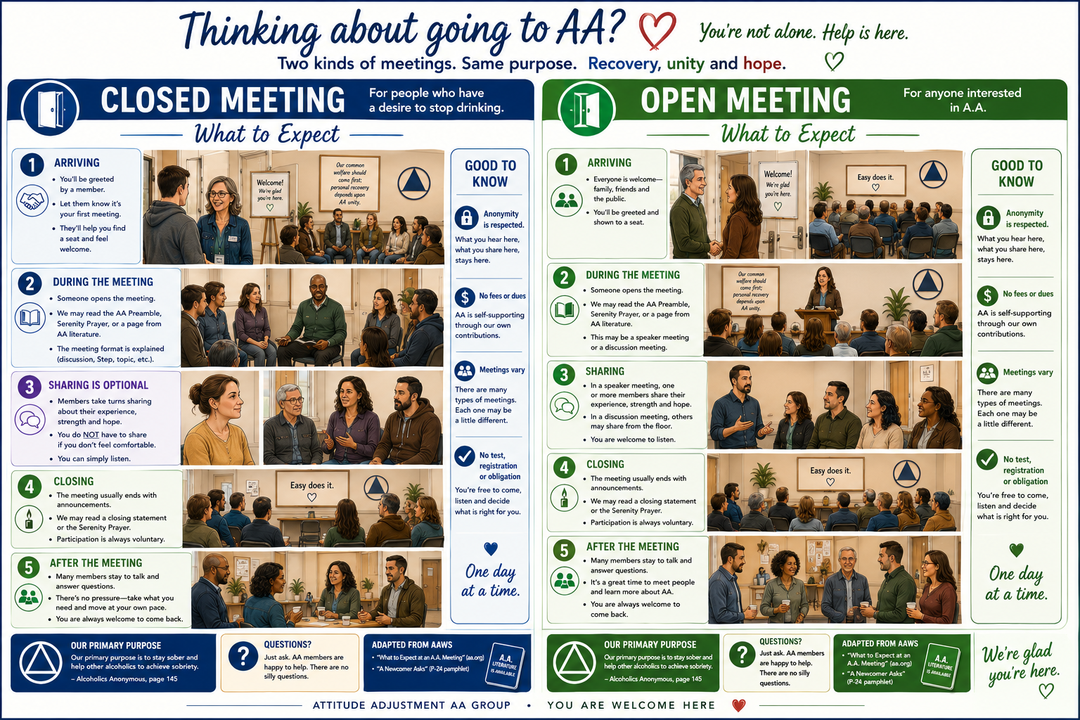 Open and Closed AA Meeting information